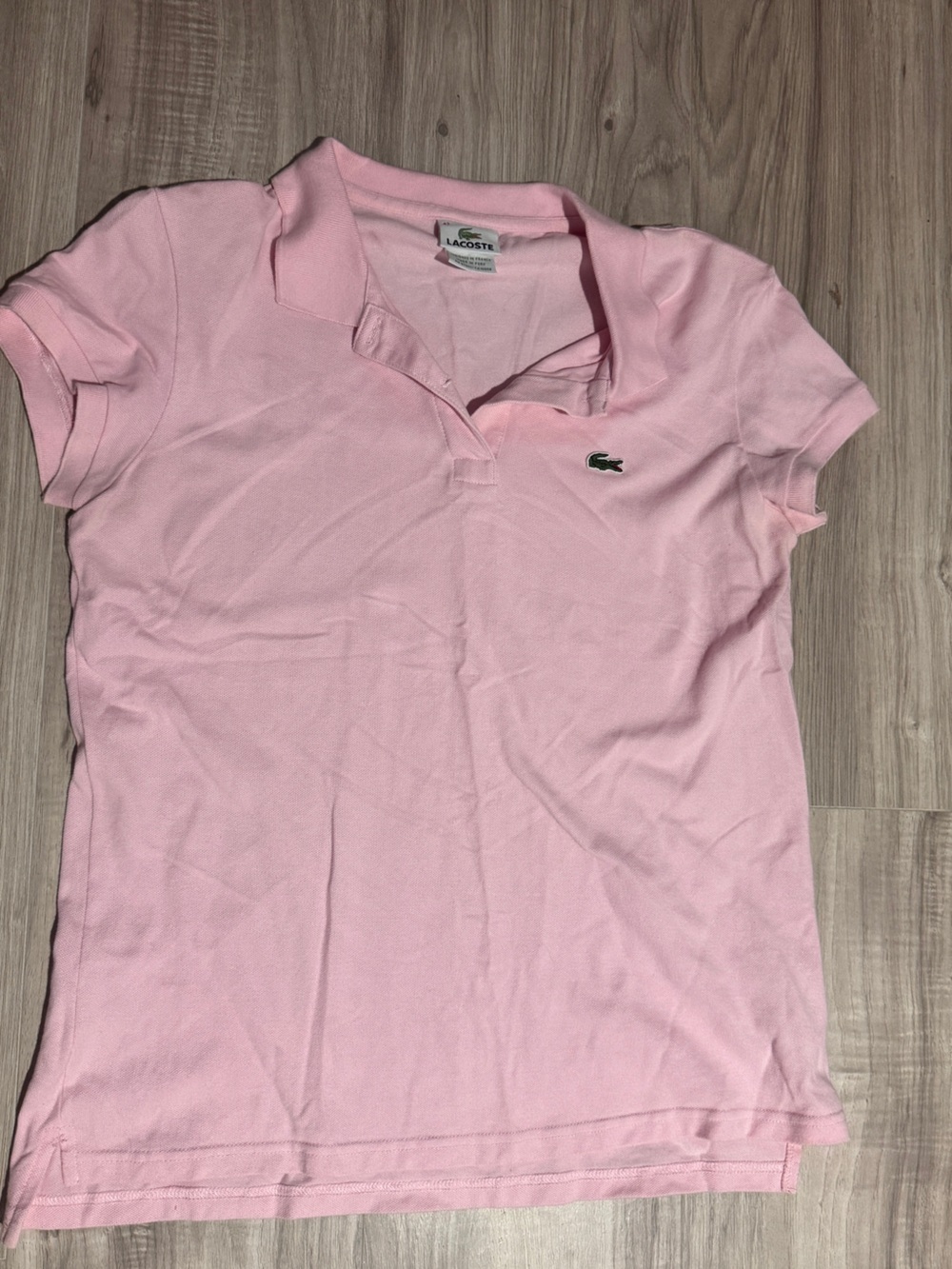 Lacoste Light Pink Girls' Polo with Embroidered Crocodile